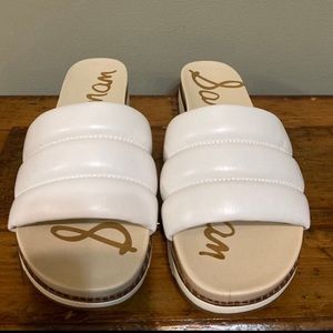 Sam Edelman quilted white leather summer slide sandal
